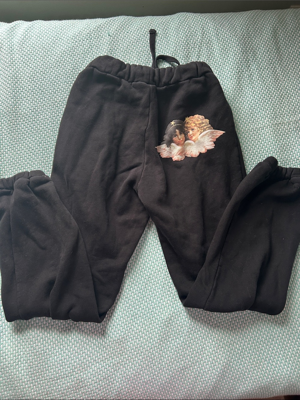 Fiorucci Black Joggers with Angel Graphic